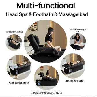 Multi-function Head spa bed Luxurious with footbath&ndash; adjustable &ndash; Black