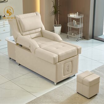 Multi-function Head spa bed Luxurious with footbath&ndash; adjustable &ndash; Beige