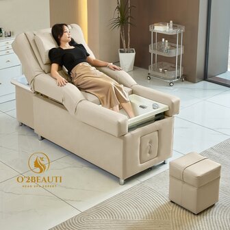 Multi-function Head spa bed Luxurious with footbath&ndash; adjustable &ndash; Beige