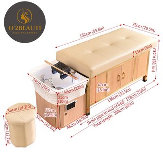 Head Spa bed MACHIYA Premium compleet - Beige