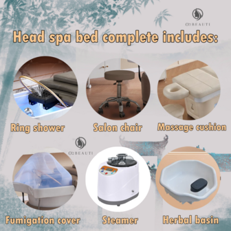 Multi-function Head spa bed Luxurious with footbath&ndash; adjustable &ndash; Beige