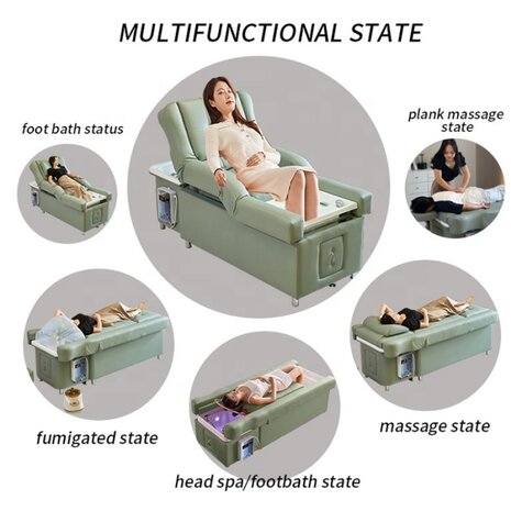 Multi-function Head spa bed Luxurious with footbath– adjustable – Beige